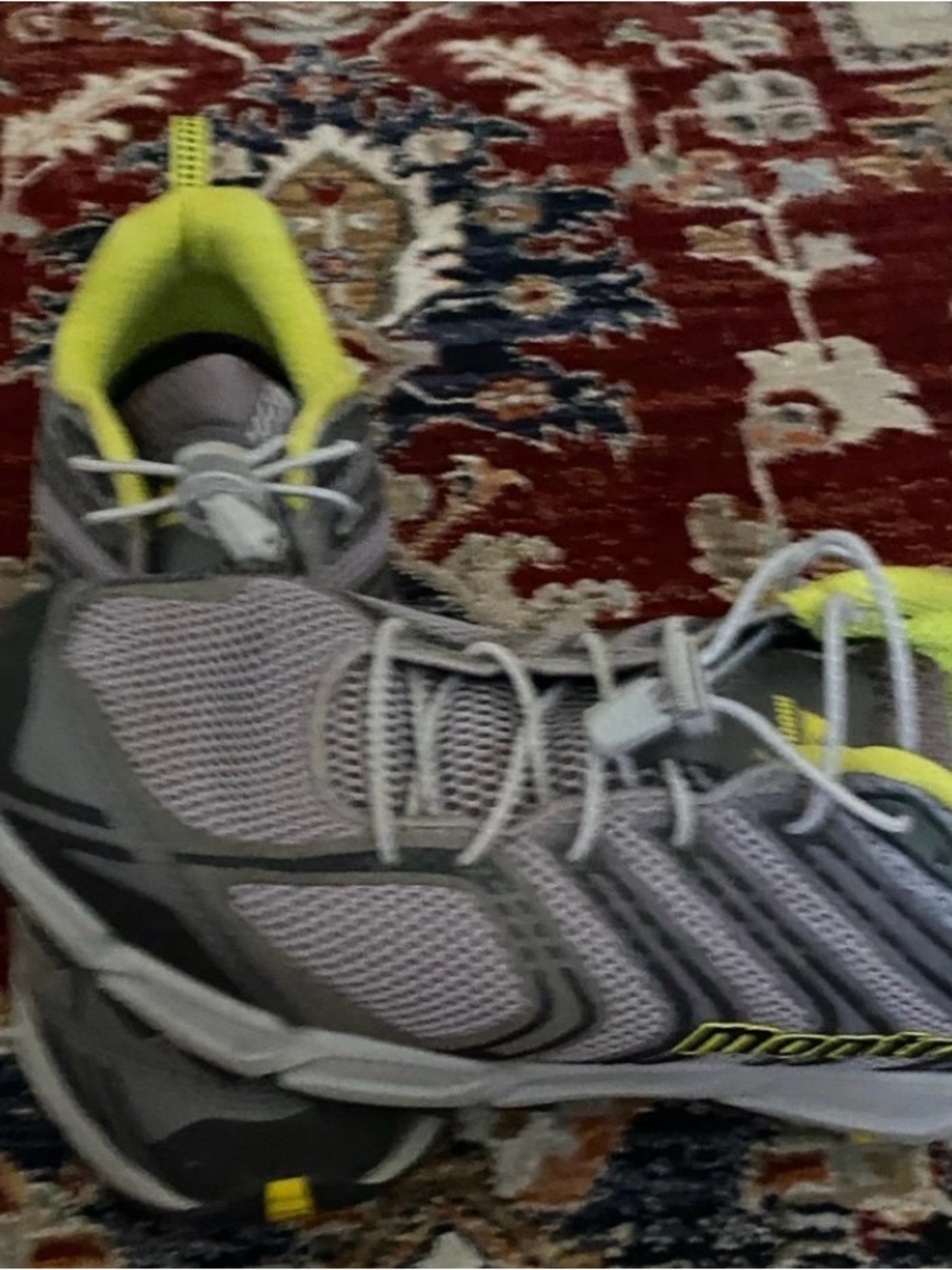 Men's Gray Athletic Running Shoes with Neon Yellow Accents